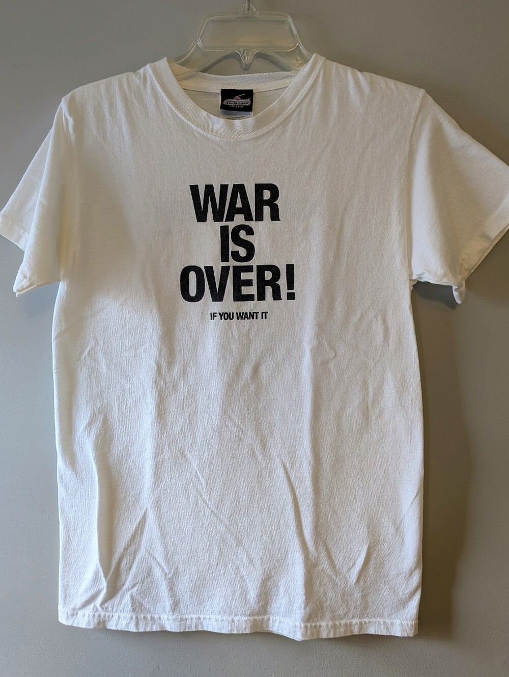 White John Lennon Graphic Tee - "WAR IS OVER! If You Want It" Sz.  S